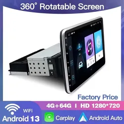 Universal 360° Rotation Android 13 Car 1 Din Radio 9inch 10inch GPS Video Multimedia Auto Player Carplay 4G Wifi Navigation  BT