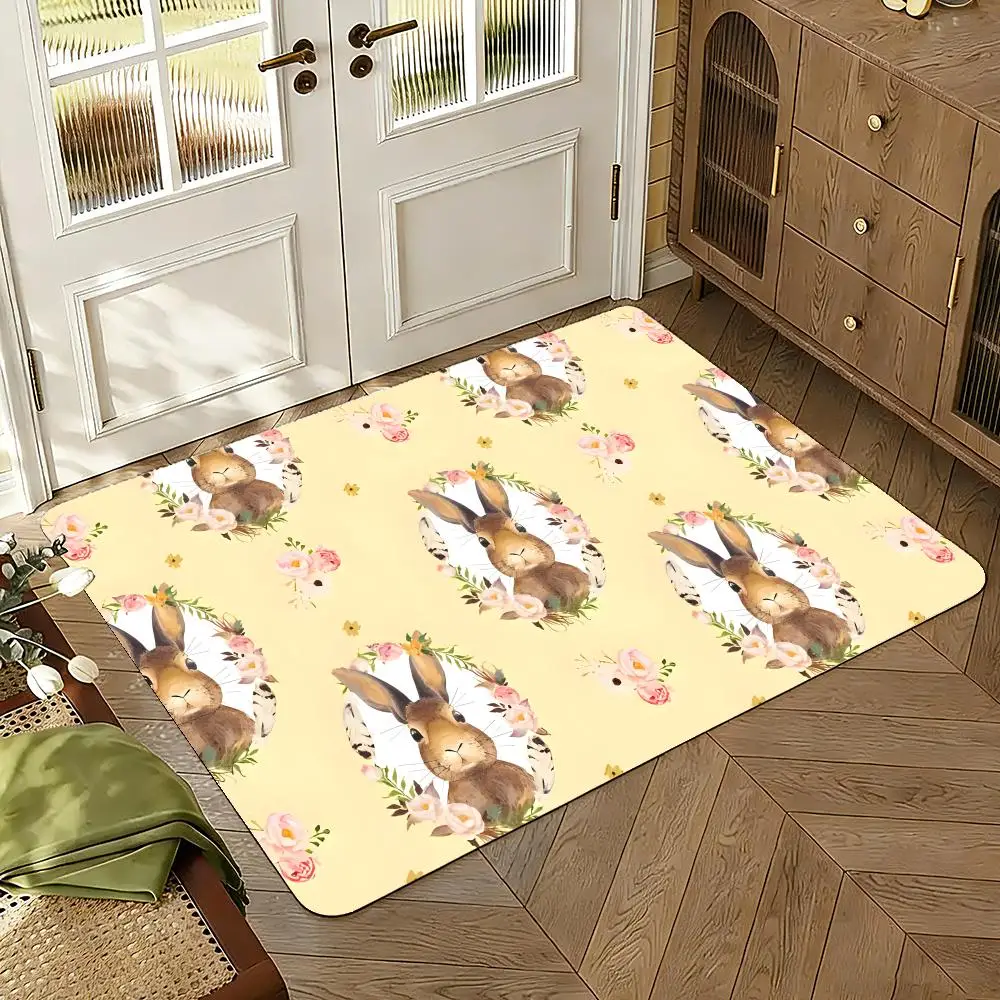 P-Peter Rabbit printing Floor Mat Floor Mat Soft Flannel Non-Slip Door  Rug for Living Room