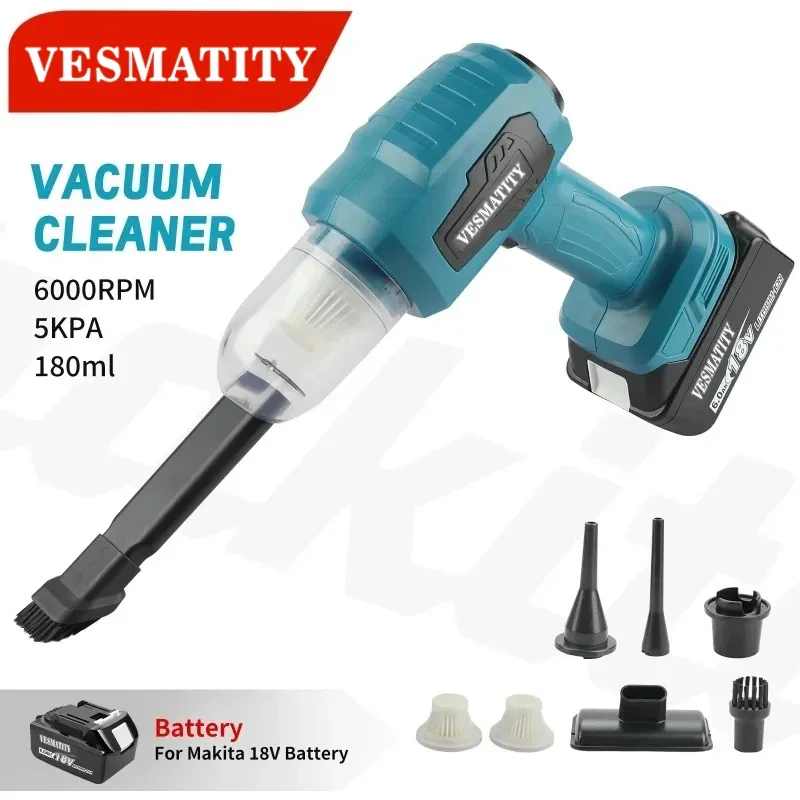 For Makita 18/20V Battery Pin Vacuum Cordless Mini Car Cleaner Multifunction Dust Collect Handheld Rechargeable Power Tools