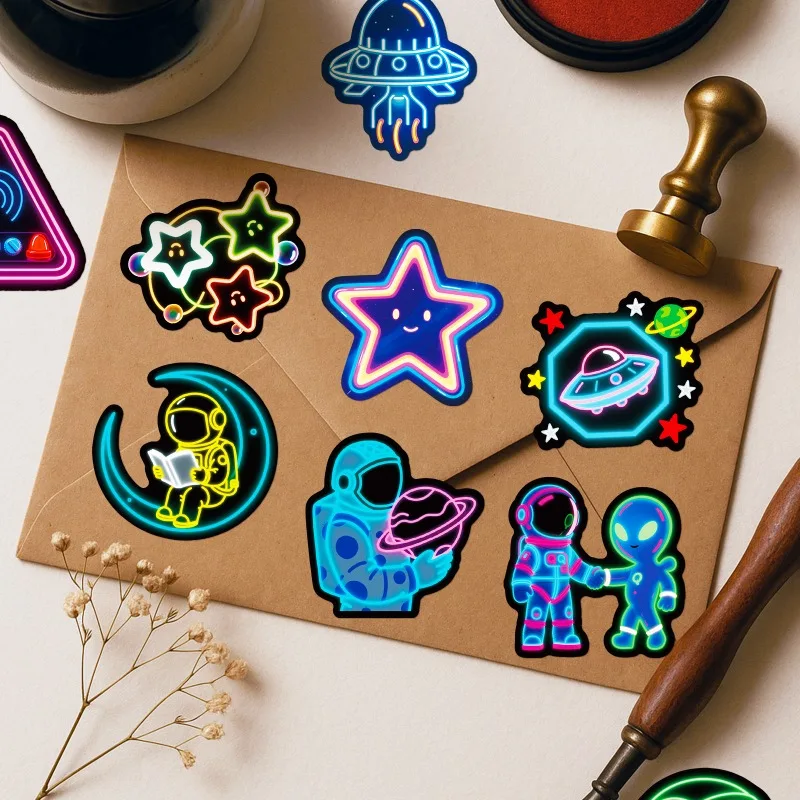 56 Stück Cartoon Persönlichkeit Neon Astronaut kreative Doodle dekorative Aufkleber