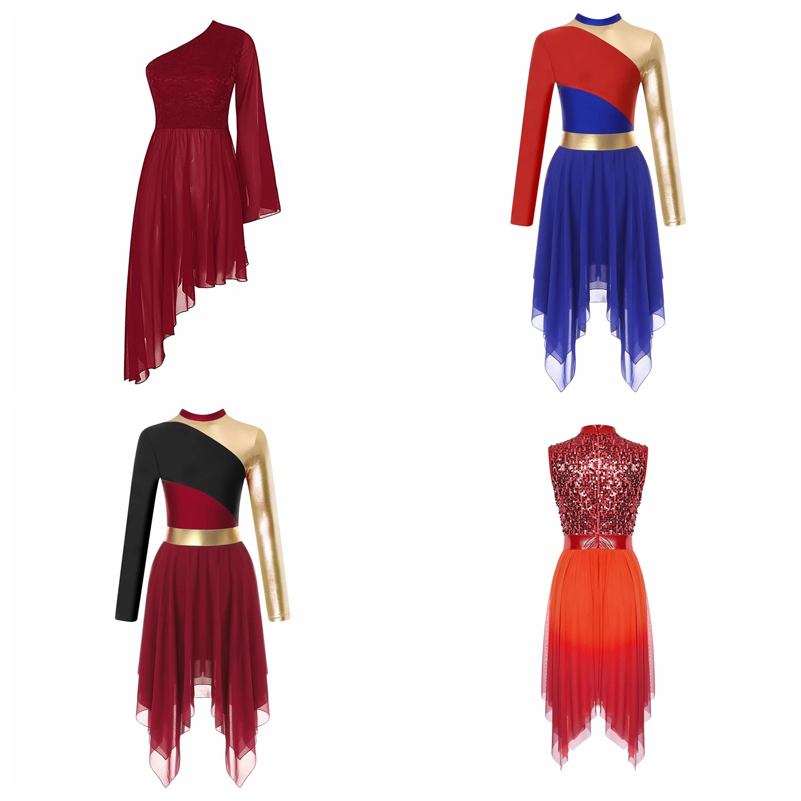 Women Liturgical Lyrical Dance Costume Sequin Praise Dance Dress Overlay Dress For Celebration of Spirit Dresses Praisewear