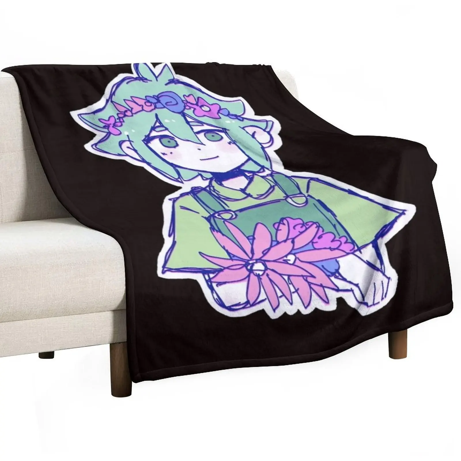 

OMORI Basil Throw Blanket wednesday Bed linens Blankets