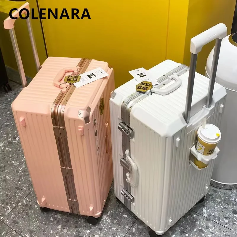 COLENARA New Suitcase Aluminum Frame Trolley Case Large Capacity Password Box 22