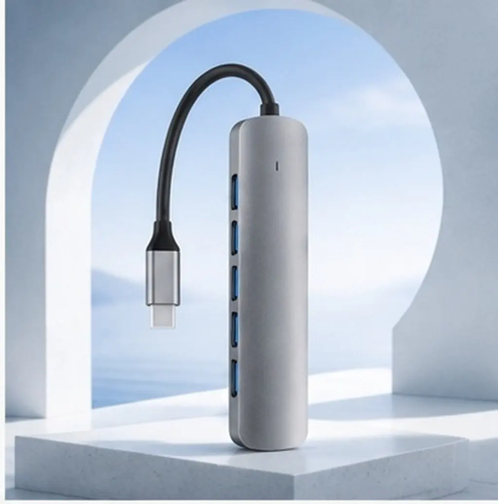 5-in-1 USB Type-C Hub Adapter for Laptop Phone Tablet with 4 USB 3.0 Ports 5Gbps Fast Data Transfer Portable Multi-Port