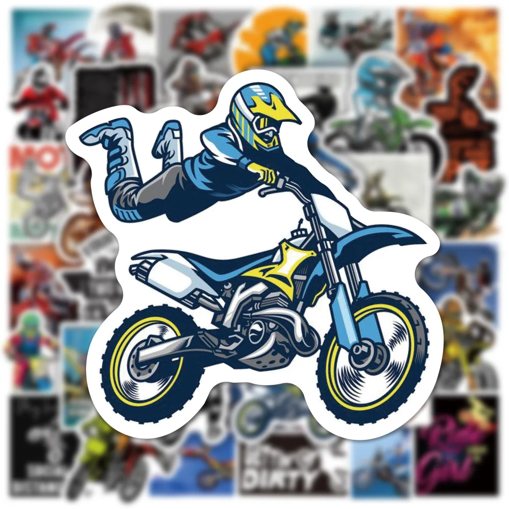 50 Stück Dirt Bike Graffiti-Aufkleber Dekoration Gepäck Handy Gitarre Scrapbook Tasse Kühlschrank Skateboard Wasserdichte Aufkleber Kinderspielzeug