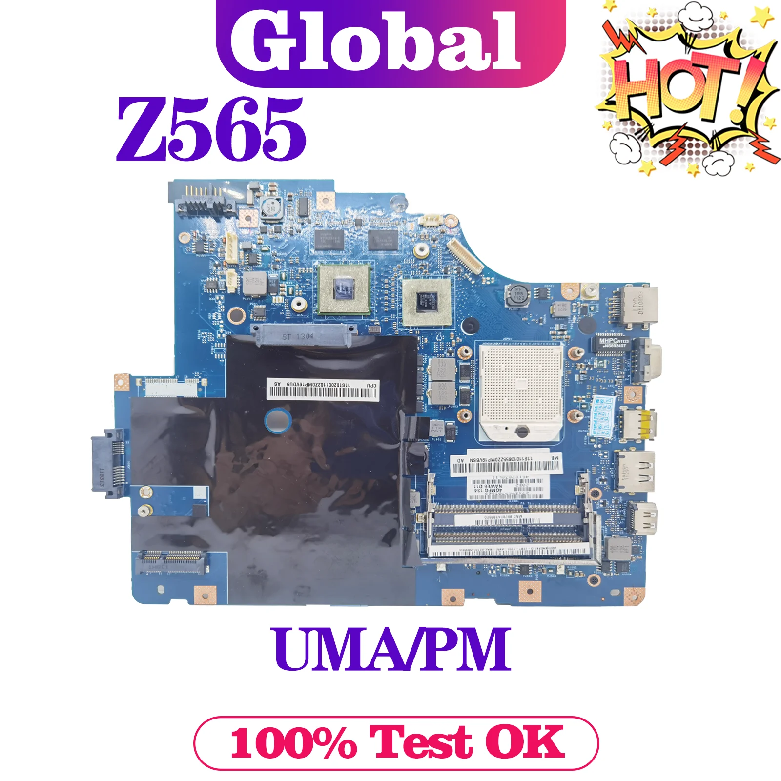 Mainboard LA-5754P For Lenovo IdeaPad Z565 G565 Laptop Motherboard With/NO HDMI HD5470M/HD6470M/UMA Maintherboard