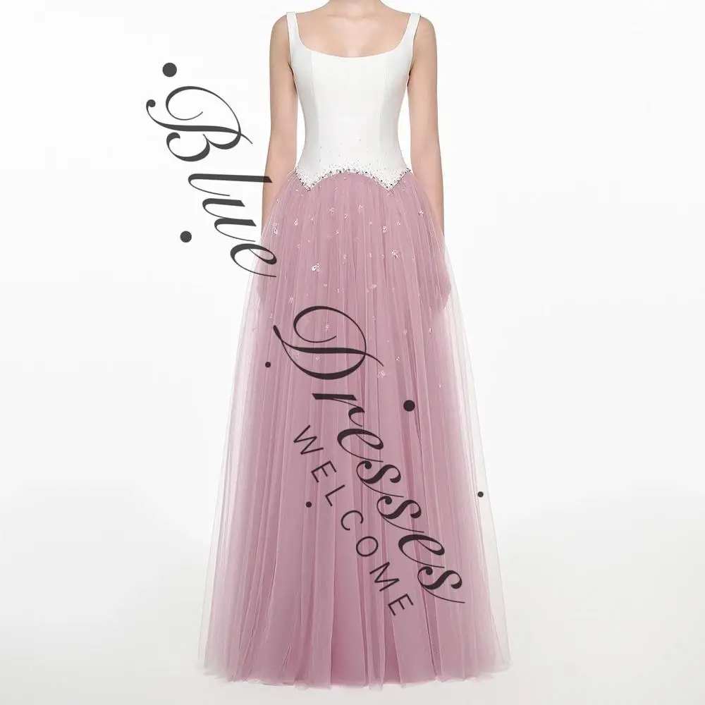 

customized A-line Evening Dresses Floor-length Scoop-neck Sleeveless Prom Gown Fashion Crystal Sequined Simple Draped Party Gow