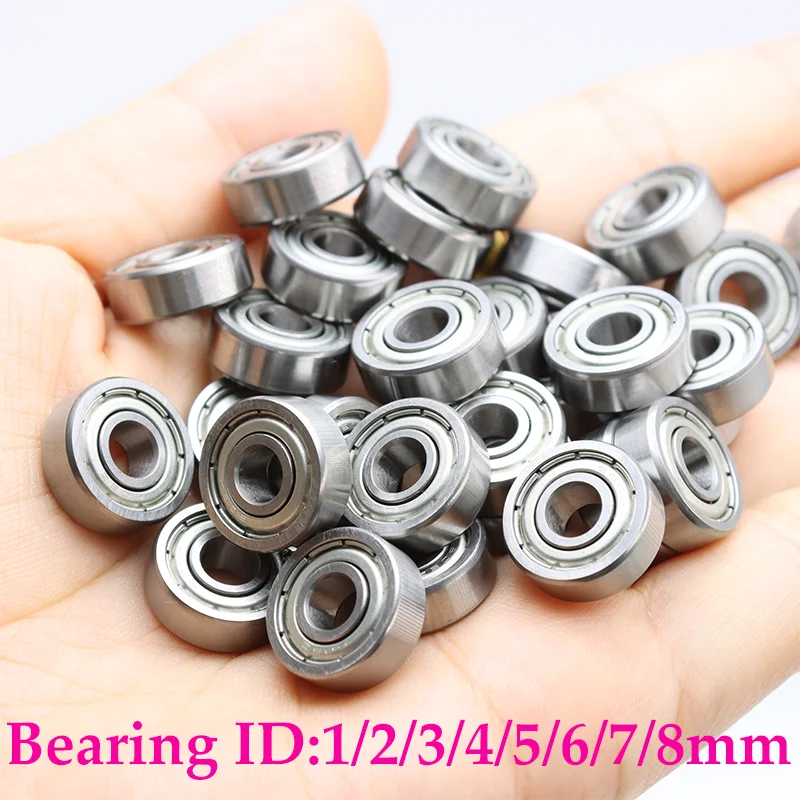 Small Bearing Inner Diameter 2mm 3mm 4mm 5mm 6mm 7mm 4x10x4 5x11x4 5x9x3 Miniature RC Car Skate Carbon Steel Deep Groove Bearing