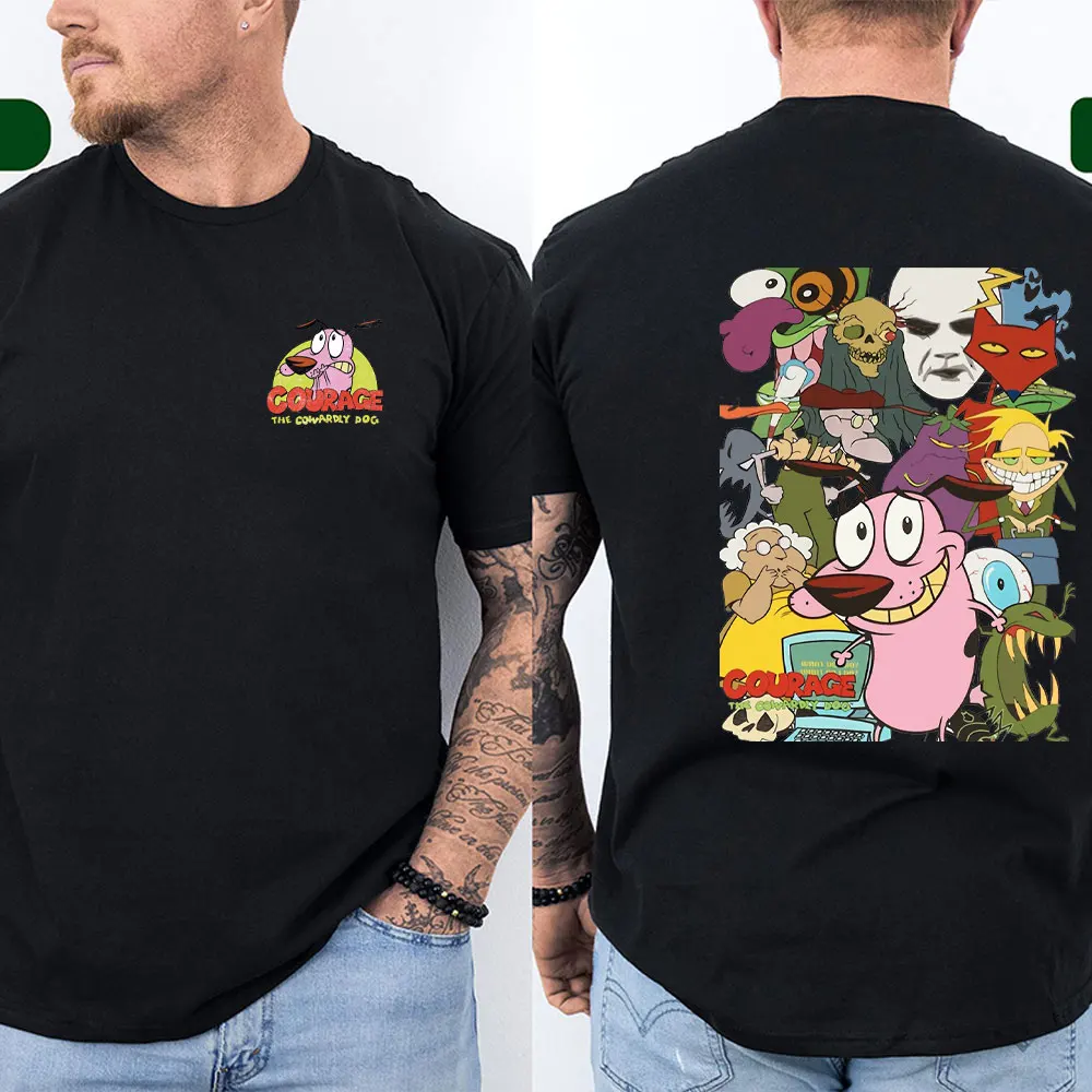 

Courage The Cowardly Dog Men Women Summer Cotton T-shirt Short Sleeve Fashion Cartoon Animated Print Women's Tshirt Menswear