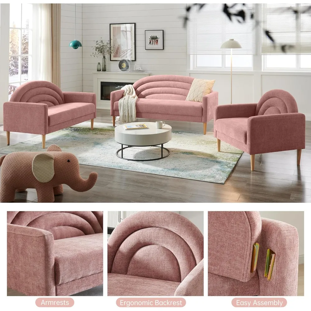 Accent Chair Reading Chair with Armrest, Small Comfy Chair for Small Spaces, Modern Linen Upholstered Armchair for Bedroom & Liv