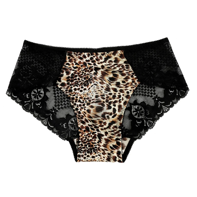 Men Briefs Sexy Leopard Print Lace Seamless Mesh Panties U Convex Pouch Underpants Thin Crossdressing Sissy Underwear