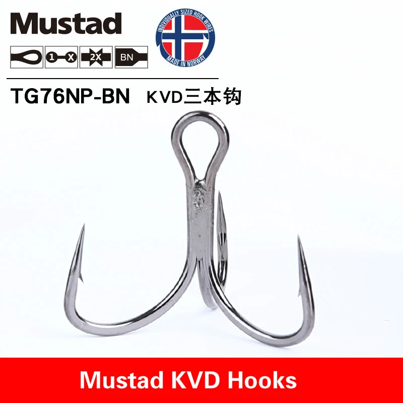 Mustad Hooks TG76 Anti-Rust Treble Hooks Strong Triple Anchor Fishhooks High Carbon Steel Sea Worm Carp Saltwater Lure Rock Hook