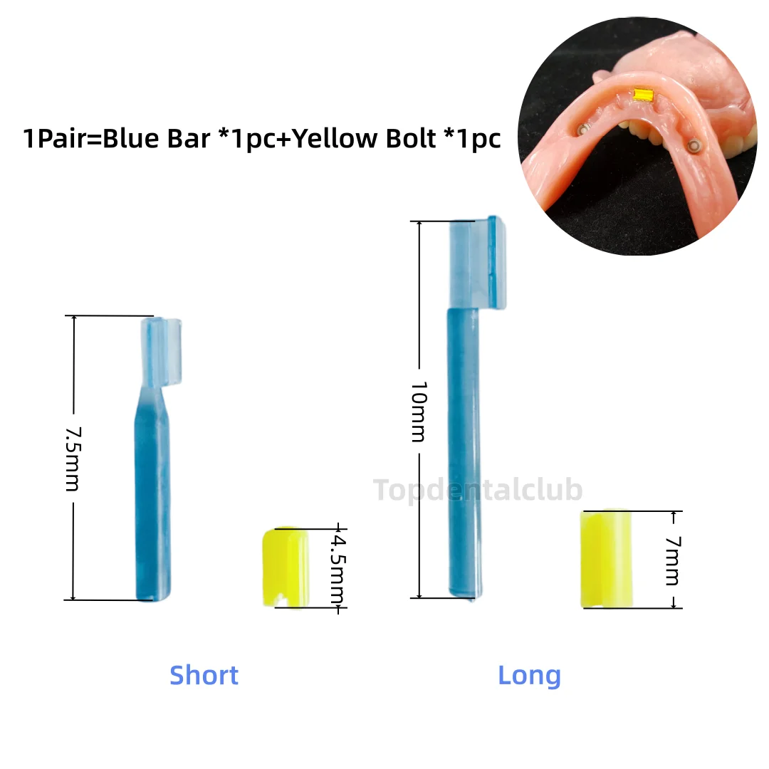Plastic Dental Rider Female Blue Bar Clips Bolt Cap Yellow Riders Overdenture Attachment L/S Kit