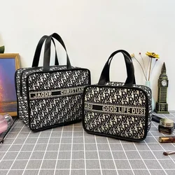 New Houndstooth Cosmetic Bag R Letter South Korean Style Cosmetics Storage Bag Stylish and Portable Large Capacity Mummy Bag