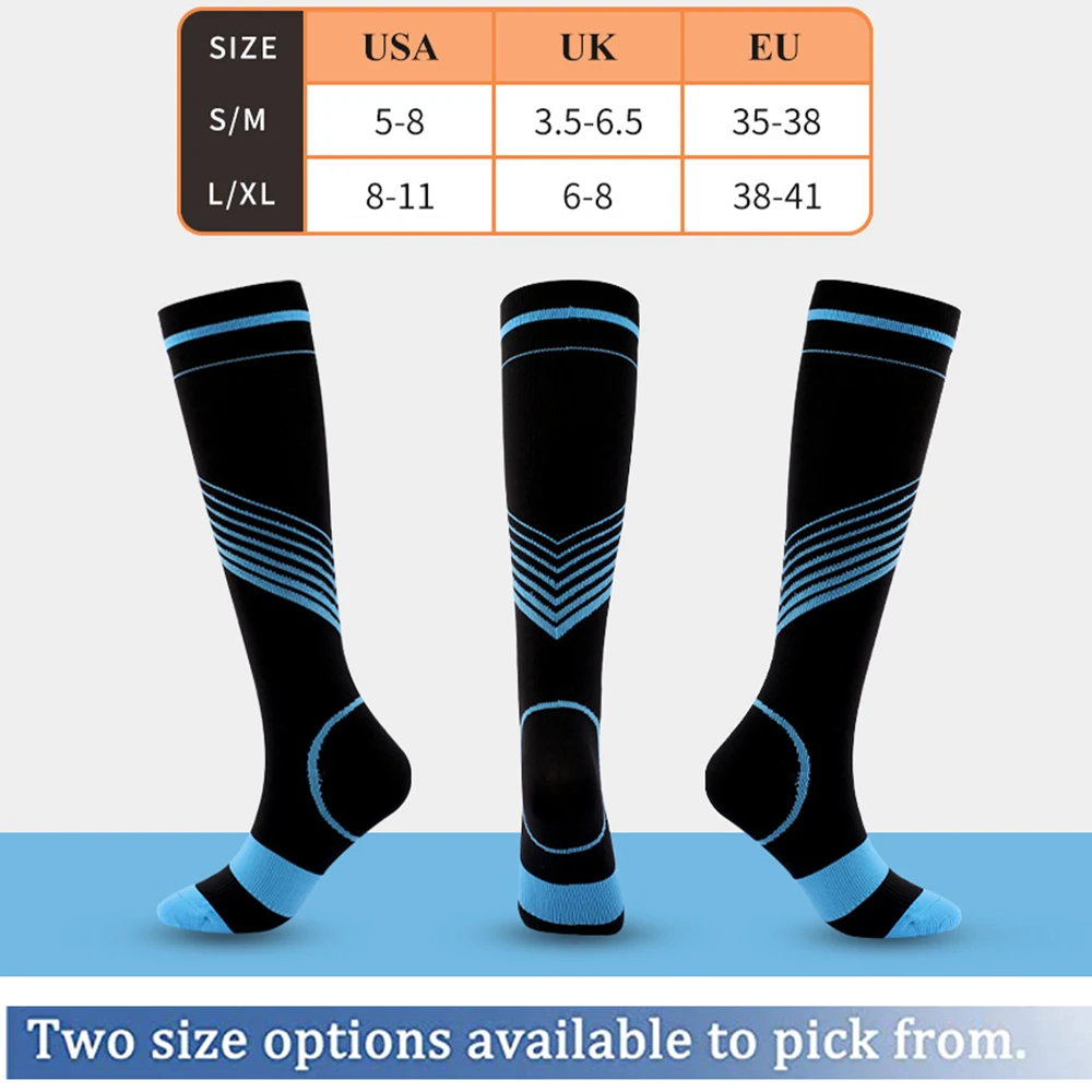 3 Pairs Random Colors Sports Compression Socks for Running Nurses Flight Pregnancy Athletic Colored Striped  Calf Support Socks