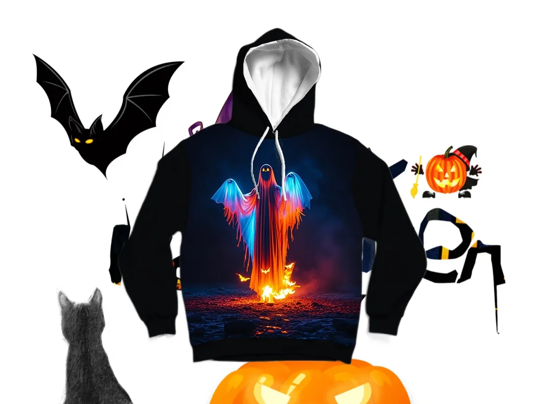 

25/26 Latest Autumn/Winter Halloween Elements 3D Printed Hoodie Large Adult Same Size Female Same Size Original Design Top