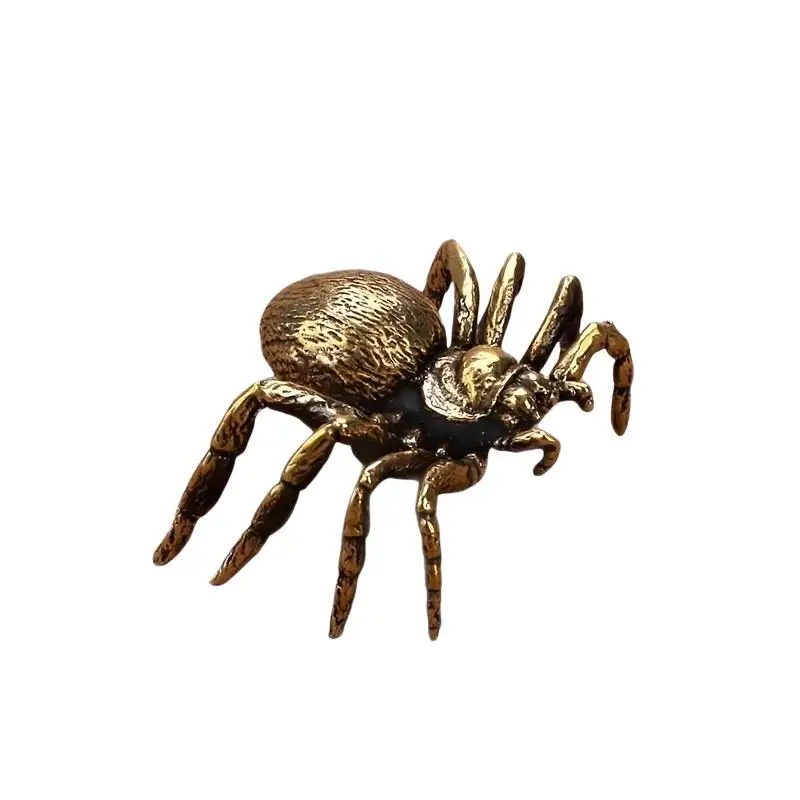 Kreative Messing-Spinnenfigur Miniatur-Kupfer-Insekten-Desktop-Dekoration Vintage Teetier Handwerkskollektion – Detail 9