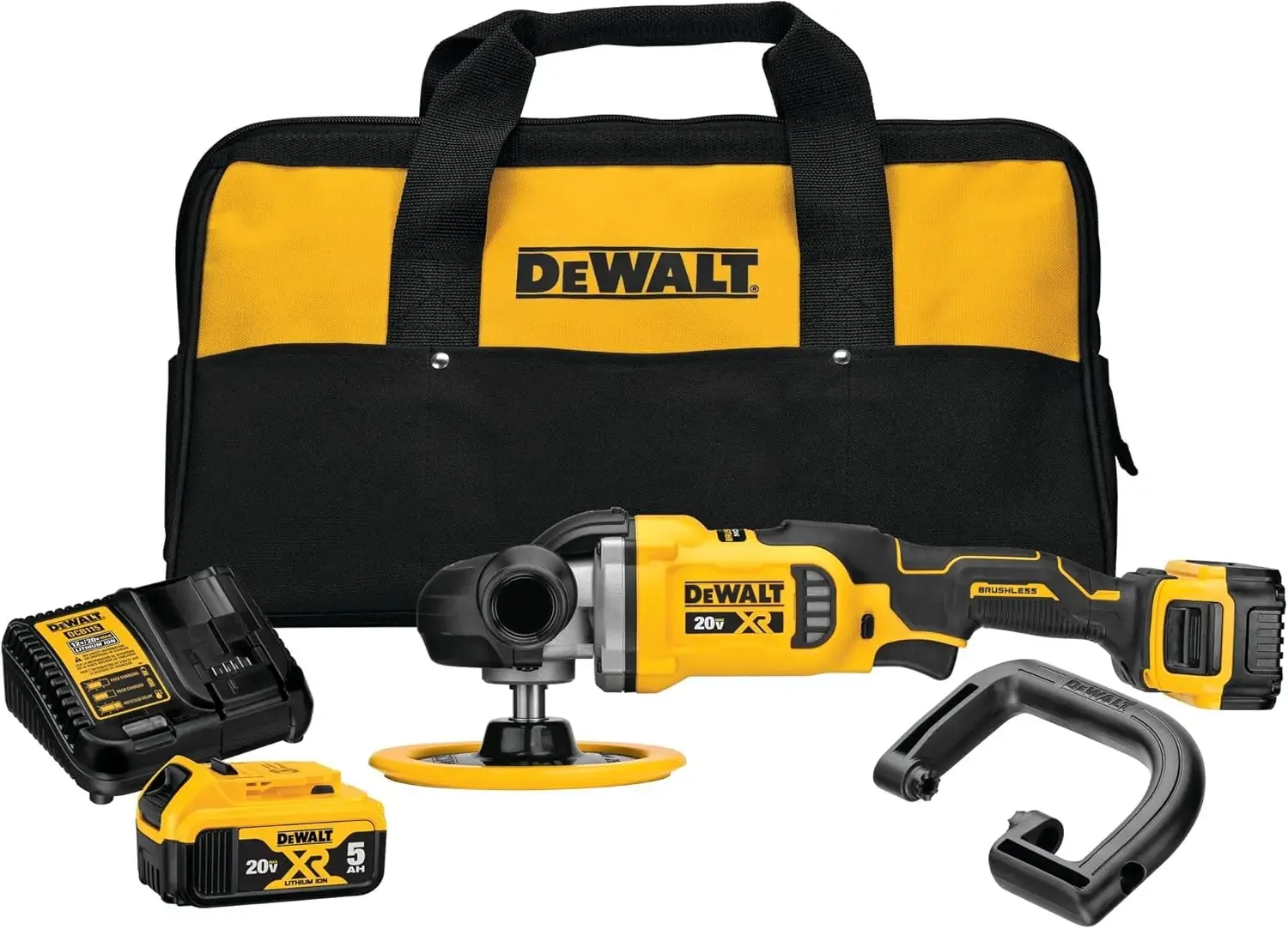 

DEWALT 20V MAX* XR Cordless Polisher Kit, Rotary, Variable Speed, 7-Inch, 180 mm (DCM849P2)