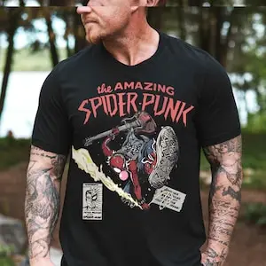 تي شيرت Spider-Punk المذهل قميص Spider Punk قمصان Spiderman قمصان Punk Hero