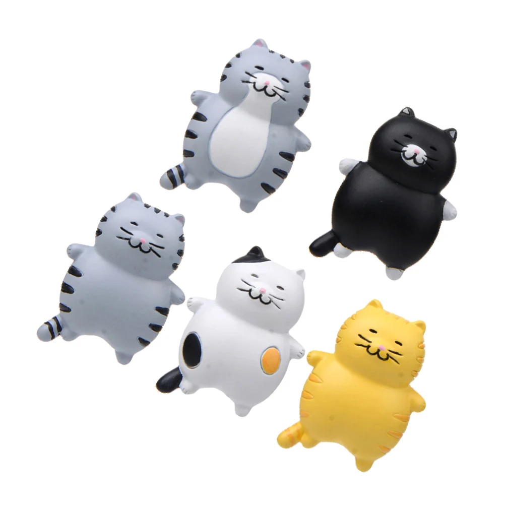 

5pcs Fridge Magnets Resin Cat Design Decorations Refrigerator Office Magnetic Sticker Home Photos Notifications