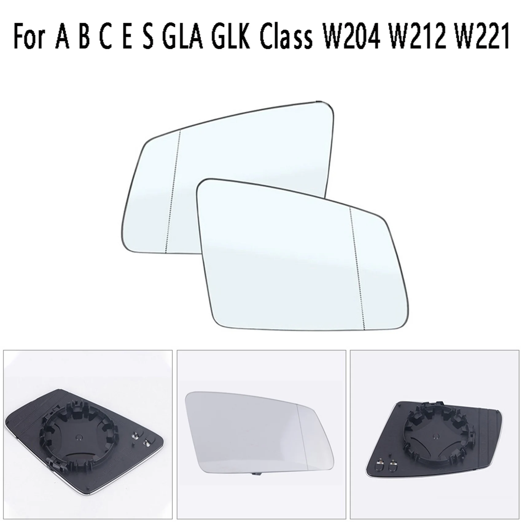 Right+Left Side Rearview Mirror Glass Len 2128100521 2128100621 for Mercedes-Benz a B C E S GLA GLK Class W204 W212