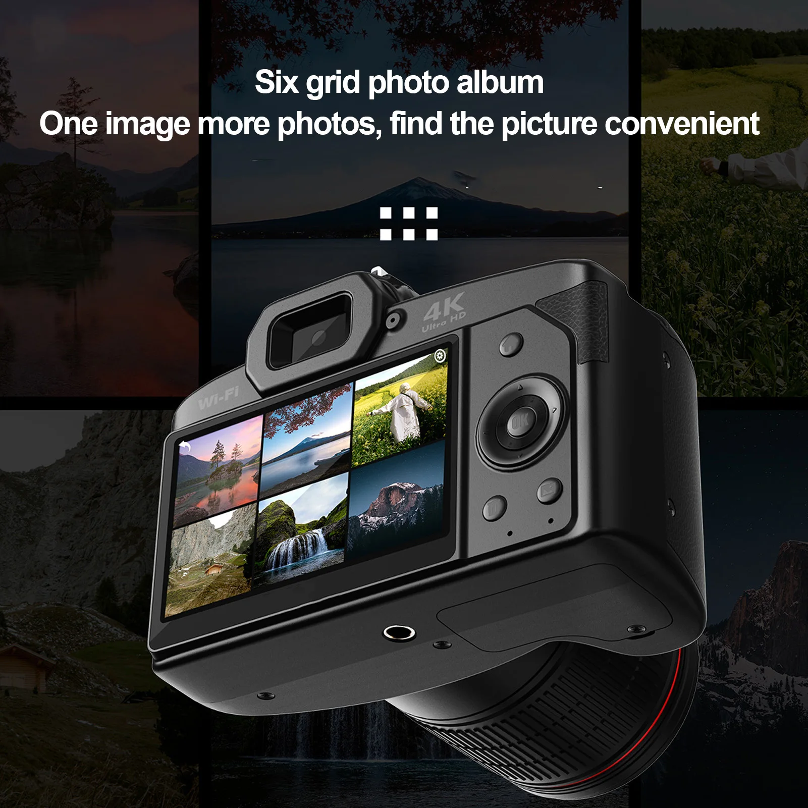 كاميرا رقمية بدقة 4K بدقة 64 ميجابكسل - شاشة IPS مقاس 3 بوصات، تكبير 16x، رؤية ليلية، كاميرات مزدوجة لاسلكية، بطاقة ذاكرة سعة 32 جيجابايت