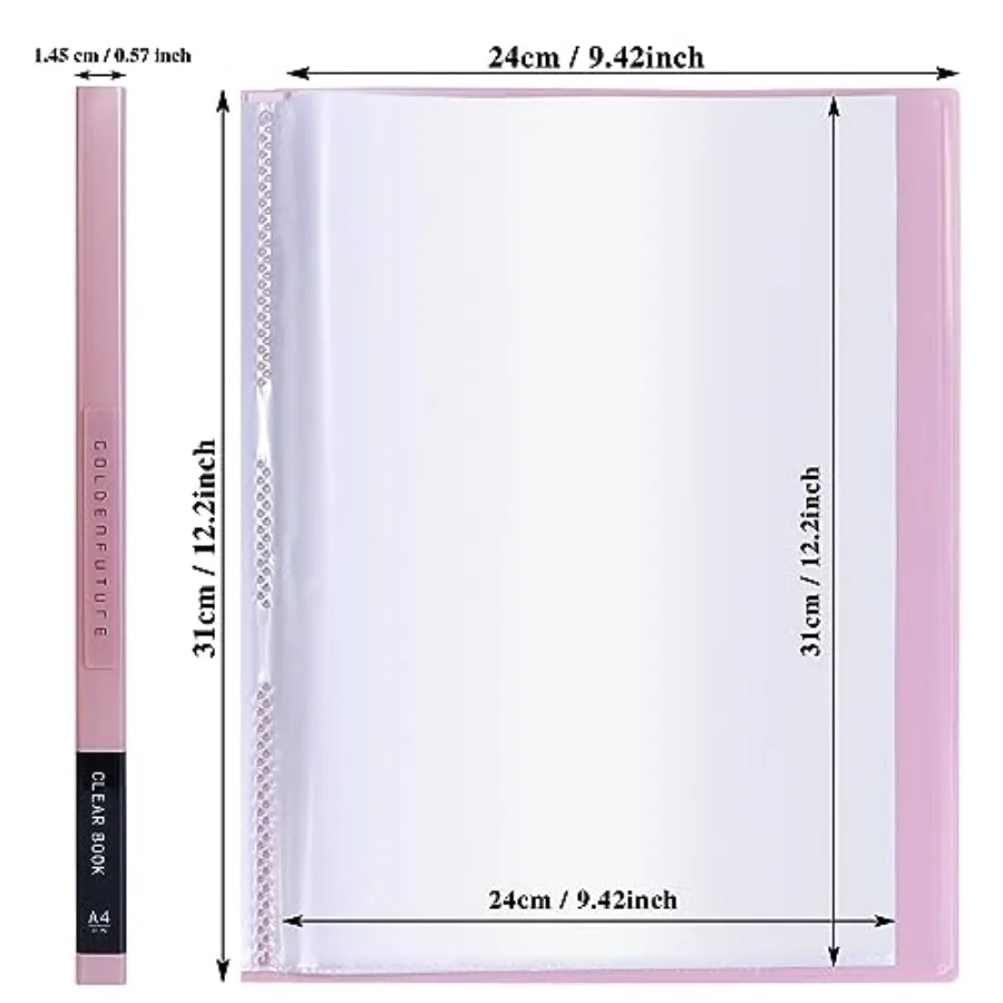 Carpeta Tuhangcc con fundas de plástico 8,5x11 Carpeta de portafolio de arte resistente de 20 bolsillos con protector de hoja transparenteDisplays 40 páginas