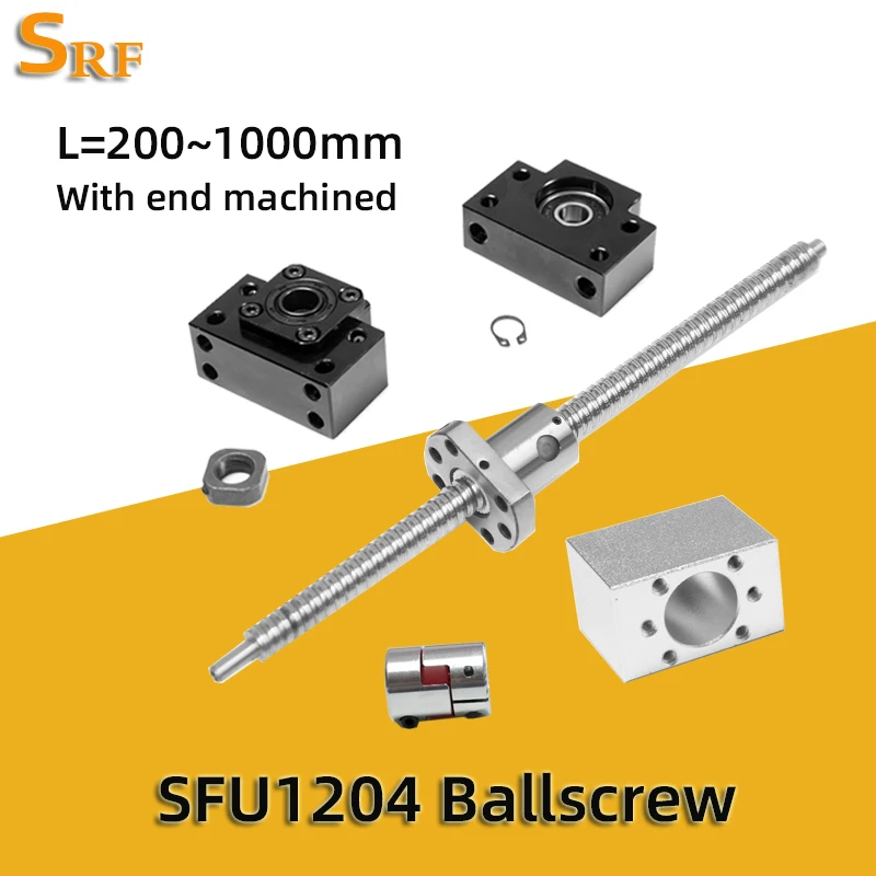 

Ballscrew SFU1204 Set RM1204-1000 Rolled Ball Screw C7 With Flange Single Ball Nut End Machined+BK/BF10+Ball Nut Housing+Coupler