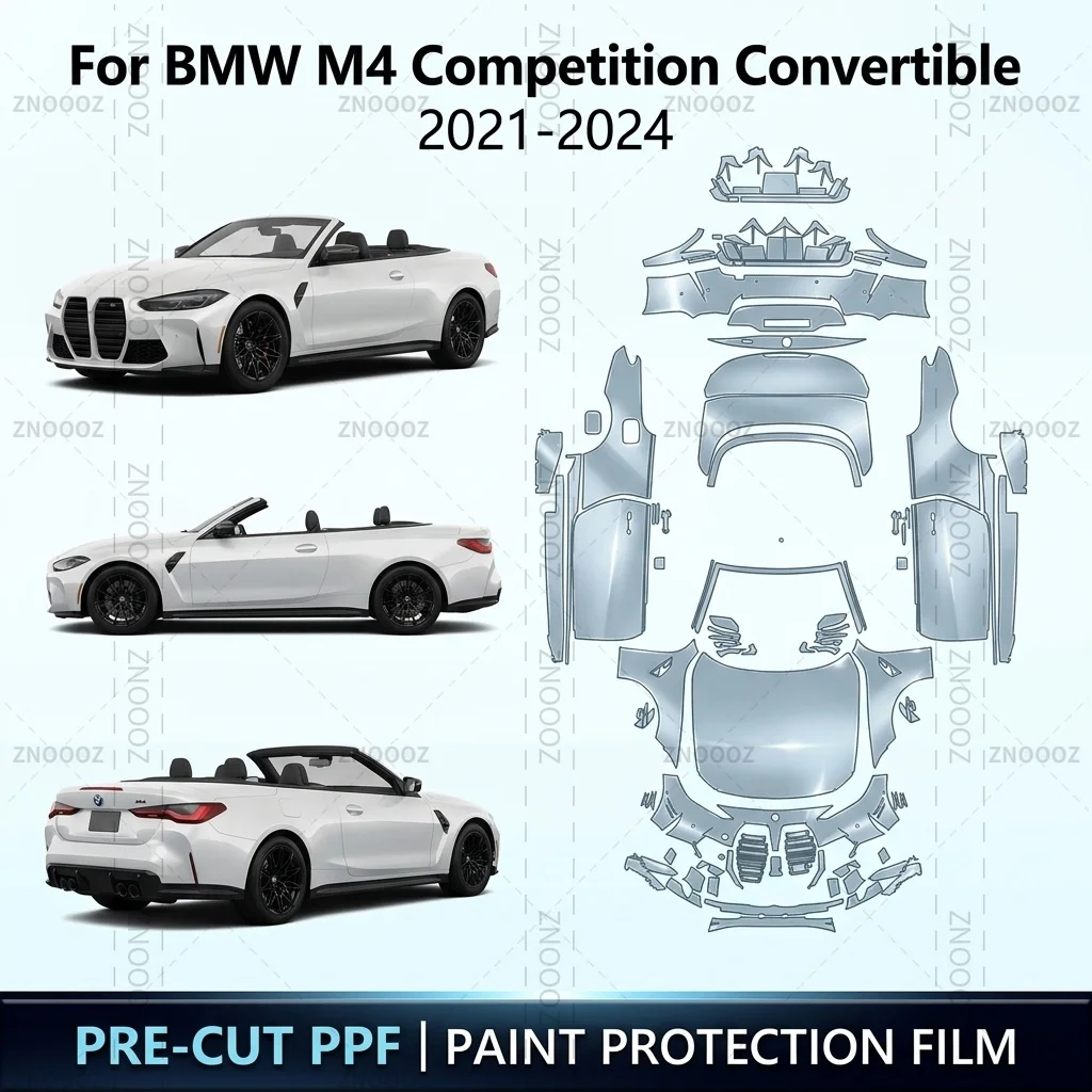 For 2021-2024 BMW M4 Competition Convertible Precut PPF Paint Protection Film TPU Self Full Vehicle Glossy Clear Matte Black