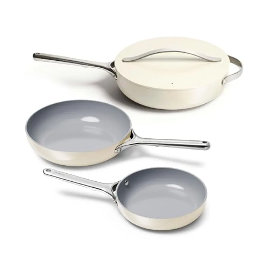 

4-Piece Fry Pan Set for Home Cooking: Aluminum Non-Stick Pans in Gray, Toxic-Free, PTFE PFOA Free, Oven Safe, All Stovetops Com
