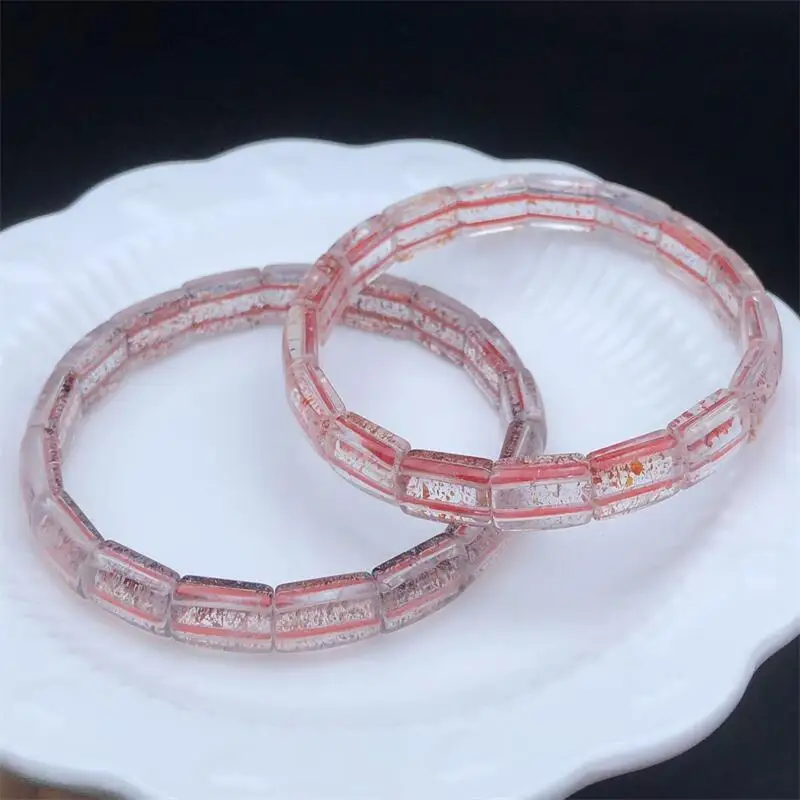 Natural Golden Strawberry Quartz Bangle Women Fashion Reiki Healing Energy Gemstone Wrist Jewelry Gift 1PCS