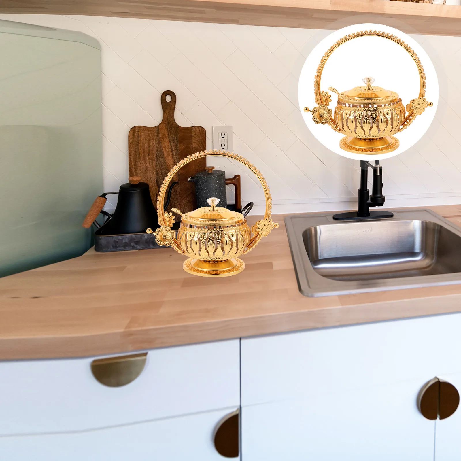 

1 set 1 Set European Style Seasoning Jar Glass Metal Condiment Container High Temperature Resistant Kitchen Spice Storage Holder