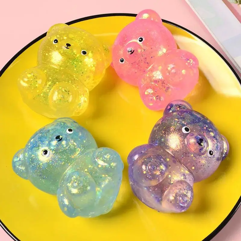 Fidget Bear Toy Squid Sparkling Soft Candy Bear Needoh Cute Animal Anti Stress Soft Resting Squeezing Toy Pinching