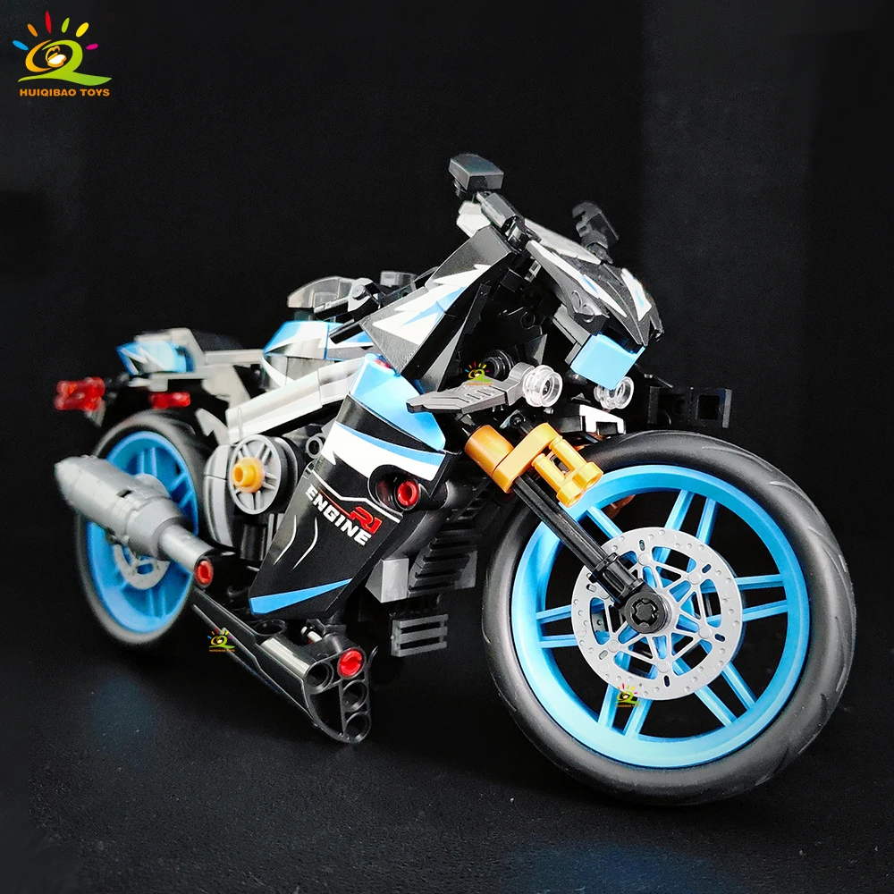 HUIQIBAO MOC Motorrad-Modellbausatz, City Moto Racer Bausteine, Spielzeug für Kinder, Jungen, Erwachsene, Auto-Set, Heimdekoration – Detail 2