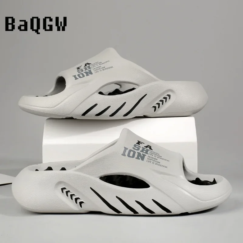 Summer Men Letter Print Slippers Sides Indoor Outdoor Sandals Beach Casual Shoes Soft Sole Slides Men Flip-flops Men's Sandals image 3