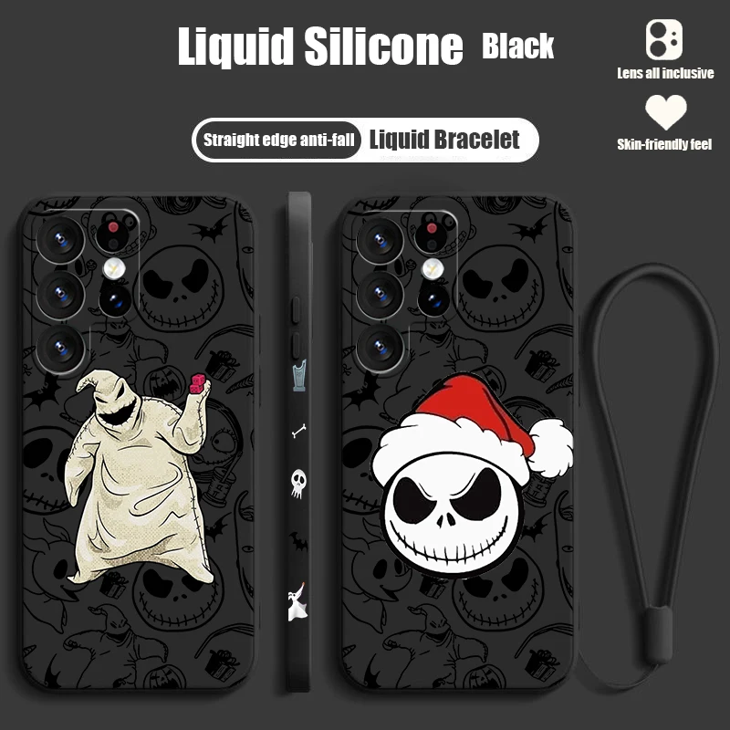 The Nightmare Before Christmas Cute For Samsung S24 S23 S22 S21 S20 Fe S10 Note 20 10 Ultra Lite Plus Liquid Left Rope