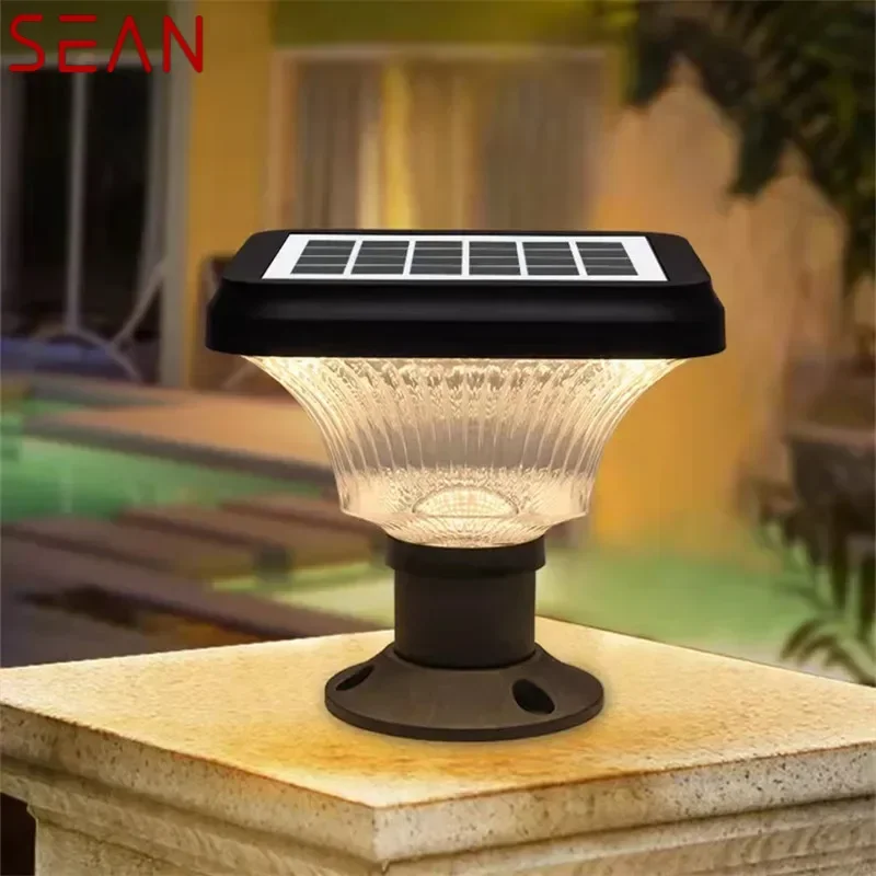 SEAN Outdoor Solar Post Lamp Modern Creative LED Courtyard Waterproof Column Light for Garden Balcony Villa Porch Decor