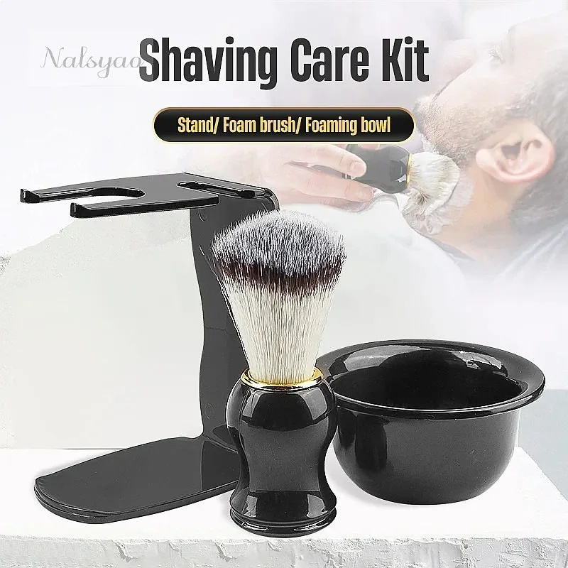 Shaving Bowl and Stand Professional Shaving Brush 1/2/3Pc Set 3-in-1 Shave Kit Father's Day Gift for Men