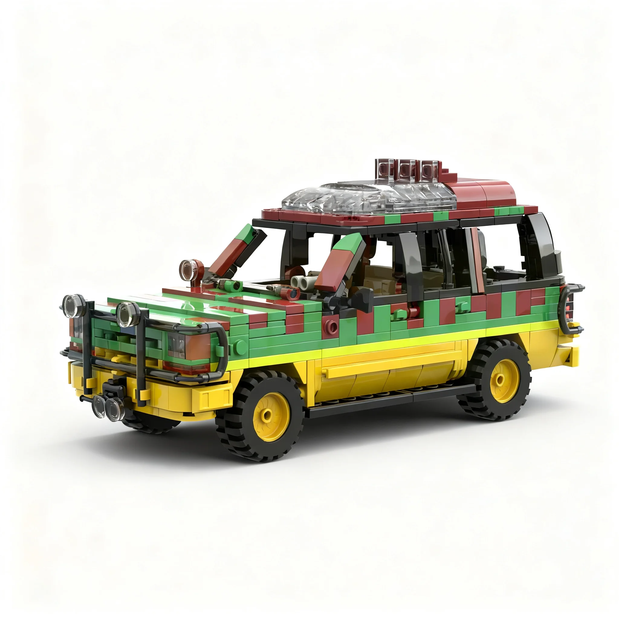 737pcs MOC 1 24 Scale Jurassic Park Tour Vehicle Jurassices Model Building Blocks Architecture Toys Christmas Gift Display 3D