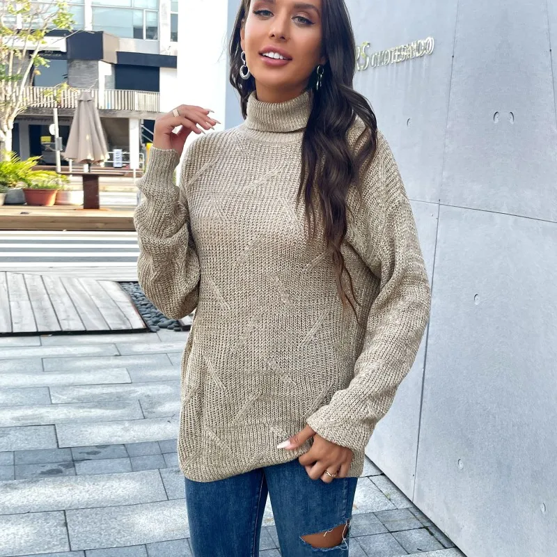 

Woman Sweaters Knitted Pullover Women Winter Autumn Warm Sweater Turtleneck Long Sleeve Pullover AA4521