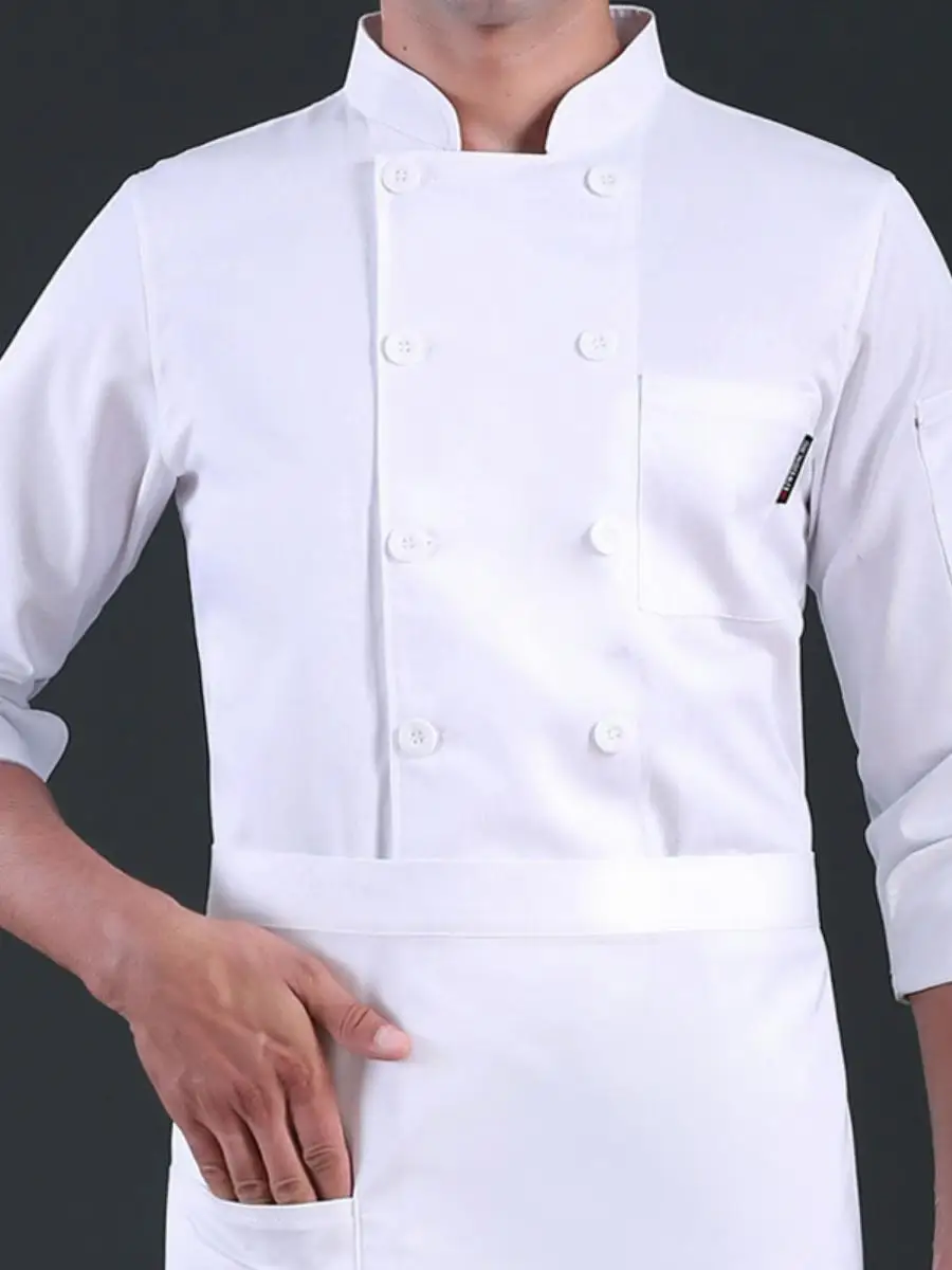 

Pure White Chef orm Long Sve ort Sve Workwear for Large Hotel Western Restaurant Stain Resistant Easy to Wa Men...