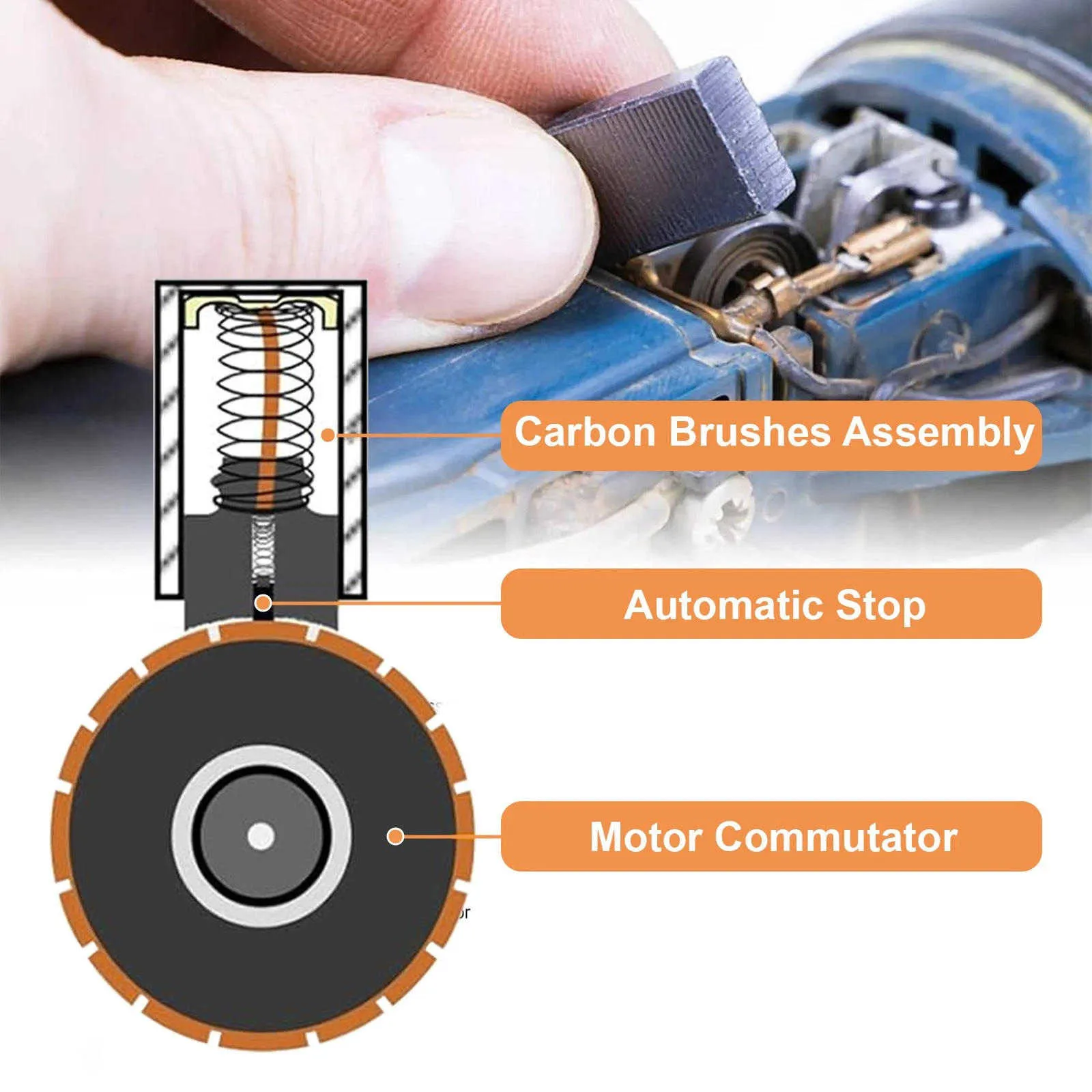 120-teiliges Kohlebürsten-Set für Elektromotoren, 12 verschiedene Größen, Graphit- und Kupferdraht, Motor-Reparaturset für Bohrmaschinen, Sägen, Schleifmaschinen, Staubsauger – Detail 10