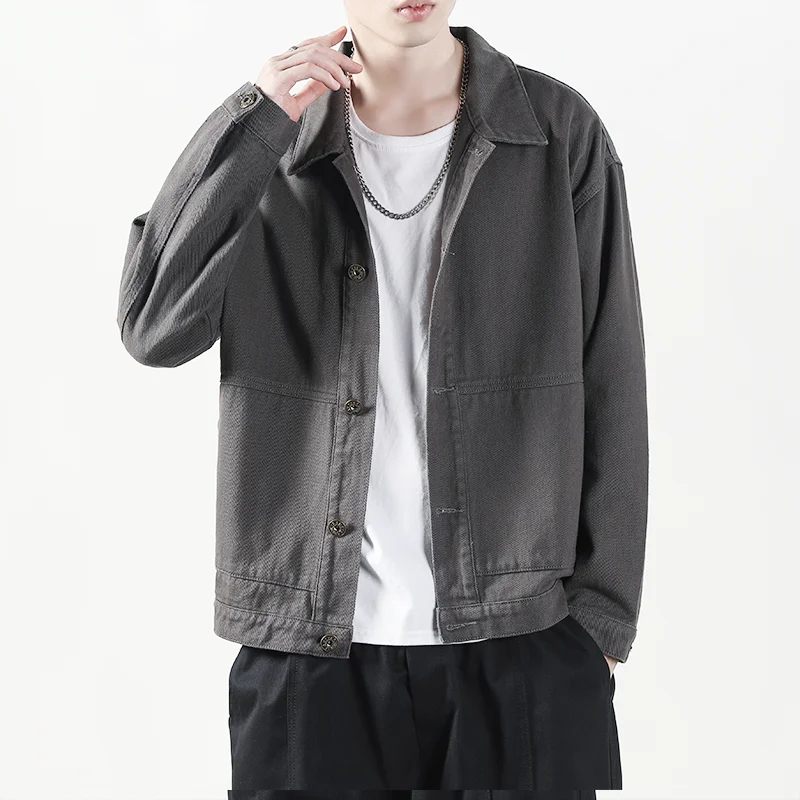 

Men's Denim Jaet Loose Fit Breathable Wear Resistant Workwear Coat Youth Faion Large Size Spring Autumn Outerwear