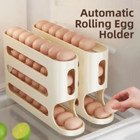 Kitchen Egg Storage Box Rolling Egg Roller Multi-layer Slanted Mouth Automatic Egg Dicer Fridge Side Door Egg Tray Freshness Box
