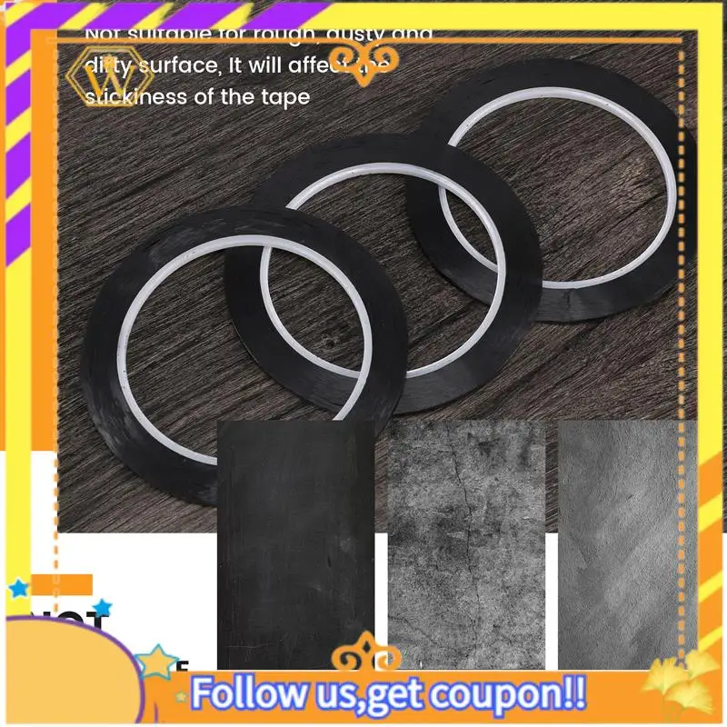 最新-16個ホワイトボードグラフィックチャートテープ、ドライイレースボードアートテープ、薄い黒グリッドグラフィックテープ、3mm幅、光沢のある黒