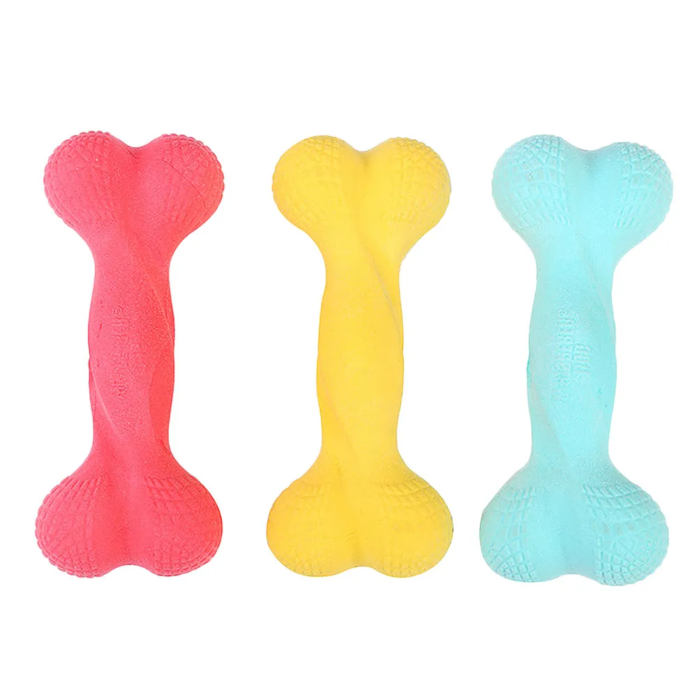 3Pcs Pet Teeth Grinding Stick Bone Design Chewing Playing Safe Material Reduce Boredom Destructive Behavior Random Color