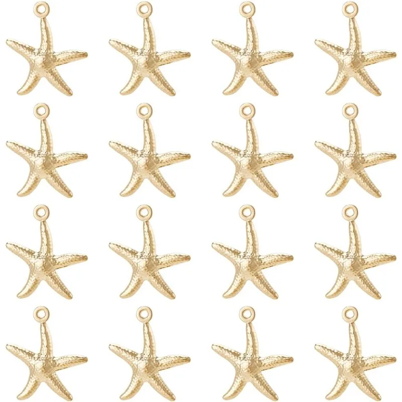 

1 Box 60Pcs Starfish Charm 24K Gold Plated Stainless Steel Sea Stars Ocean Animal Beach Summer Hawaii Charms for Jewelry Making