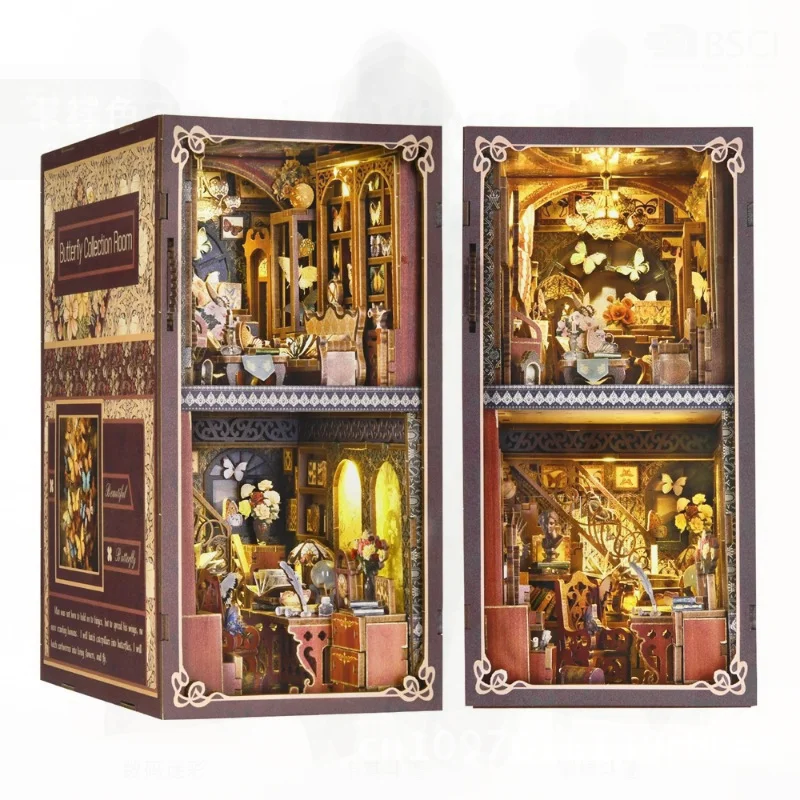 لتقوم بها بنفسك فراشة جمع غرفة نموذج ثلاثية الأبعاد اللبنات اليدوية المقصورة كتاب حامل لعبة خشبية هدية للأعمار 14 + التفاعلية #2