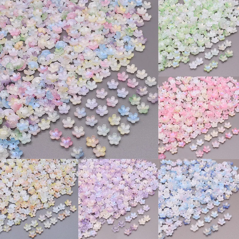 Mezcla de colores, 30 Uds., cuentas de flor de cerezo de 10mm, cuentas sueltas de vidrio checo para fabricación de joyería, accesorios DIY hechos a mano