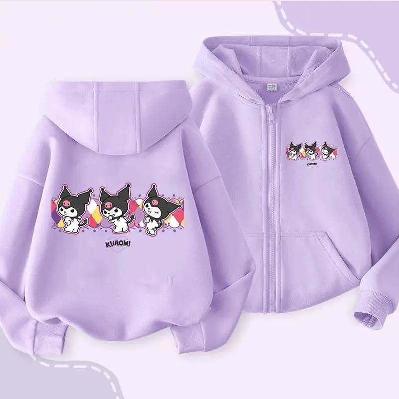 

Sanrio Casual Children's Jacket Kuromi Fashion Sweatshirt Spring and Autumn Girls New Style Cotton Long Sleeve Cartoon Jacket